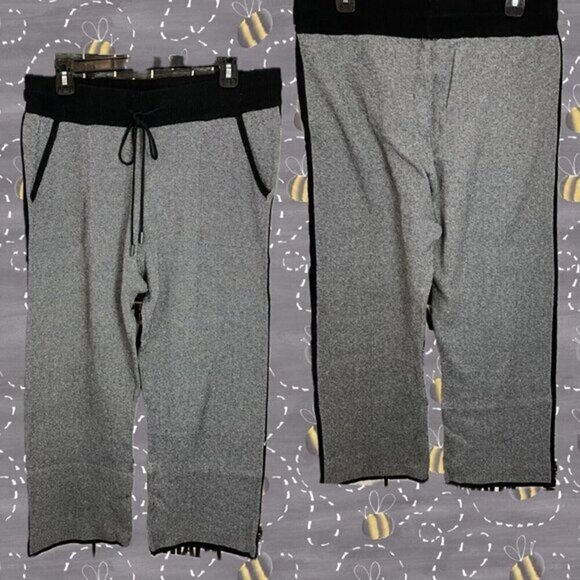 Rhonda Shear PXL Heather Black Drawstring Waistband Pockets Sweater Knit Pants - Picture 1 of 4
